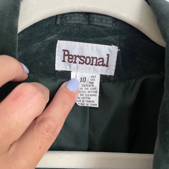 Vintage Personal Leslie Fay Green Velvet Two Button Blazer Women’s Size 10 NWT - Picture 5 of 8